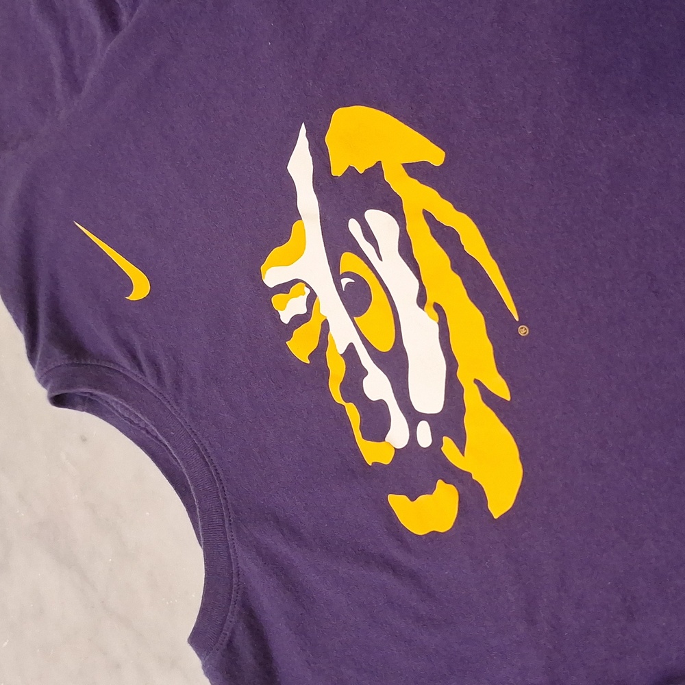 Nike LSU Eye of‎ the Tiger Purple Longsleeve Tshirt Cotton Gold
